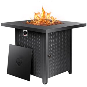sophilo 28 inch propane fire pit, 50,000 btu gas fire pit table with 304 stainless steel burner, waterproof and rustproof fire table with adjustable flame for outdoor, patio, backyard, party