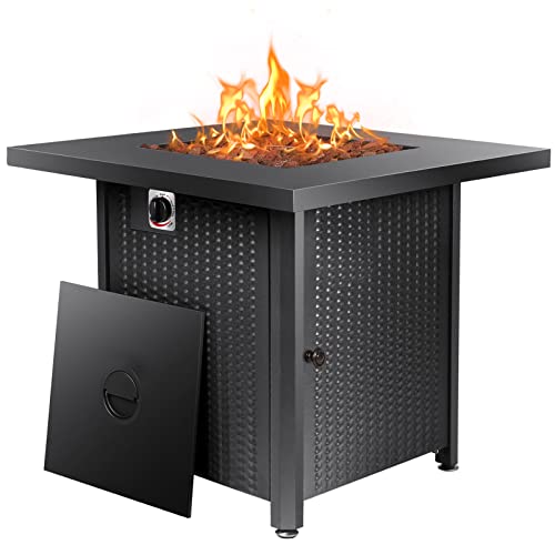 Sophilo 28 Inch Propane Fire Pit, 50,000 BTU Gas Fire Pit Table with 304 Stainless Steel Burner, Waterproof and Rustproof Fire Table with Adjustable Flame for Outdoor, Patio, Backyard, Party