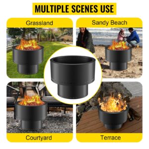 VEVOR Smokeless Fire Pit, Carbon Steel Stove Bonfire, Large 13.5 inch Diameter Wood Burning Fire Pit, Outdoor Stove Bonfire Fire Pit, Portable Smokeless Fire Bowl for Picnic Camping Backyard Black