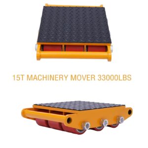 15T 33,000 lbs Machinery Mover Heavy Duty Industrial Machine Skate Machinery Roller Cargo Machinery Transport Trolley with 9 Roller, 15x13x3.9in