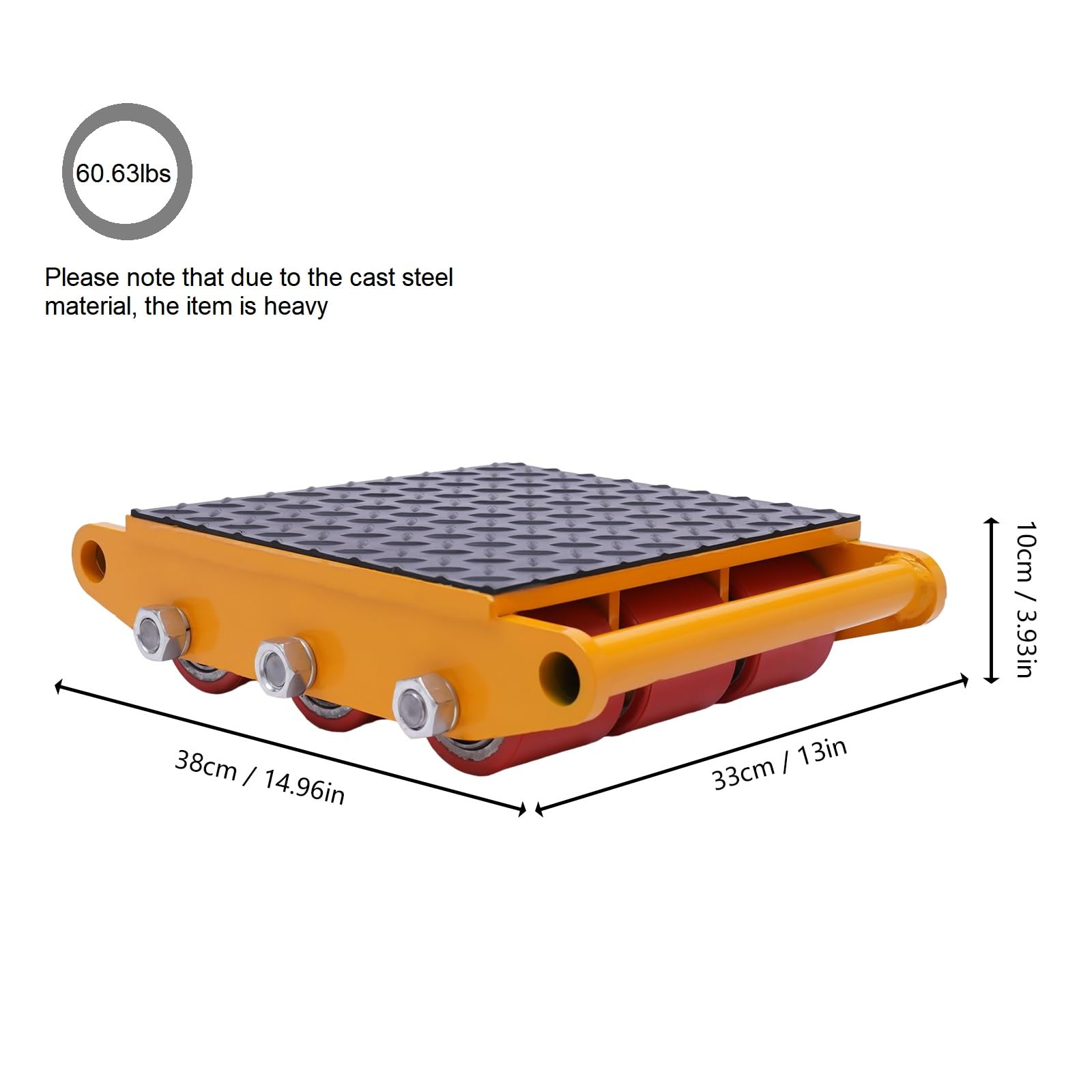 15T 33,000 lbs Machinery Mover Heavy Duty Industrial Machine Skate Machinery Roller Cargo Machinery Transport Trolley with 9 Roller, 15x13x3.9in