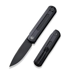 civivi foldis pocket folding knife, 2.67-in black stonewashed nitro-v steel blade, g10 handle with double detent slip joint pocket knife edc knife c21044-3