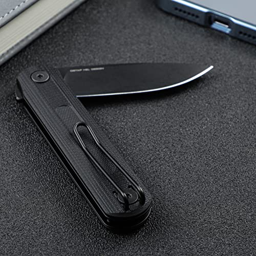 CIVIVI Foldis Pocket Folding Knife, 2.67-in Black Stonewashed Nitro-V Steel Blade, G10 Handle with Double Detent Slip Joint Pocket Knife EDC Knife C21044-3