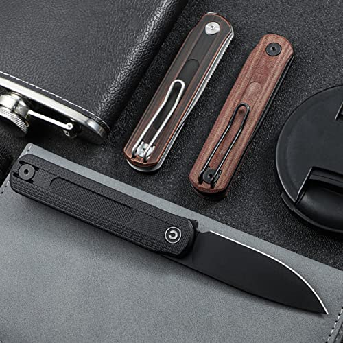 CIVIVI Foldis Pocket Folding Knife, 2.67-in Black Stonewashed Nitro-V Steel Blade, G10 Handle with Double Detent Slip Joint Pocket Knife EDC Knife C21044-3