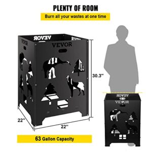 VEVOR Burn Barrel, 22x22x30.3 inch Burn Cage, Carbon Steel Cage Incinerator, Incinerator Barrel with Handle for Outdoors