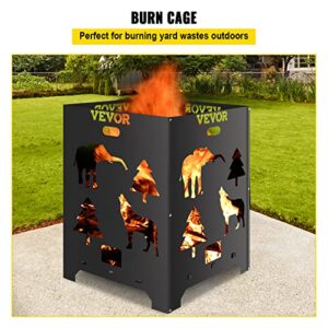 VEVOR Burn Barrel, 22x22x30.3 inch Burn Cage, Carbon Steel Cage Incinerator, Incinerator Barrel with Handle for Outdoors