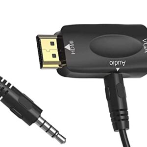 NOLYTH HDMI to VGA Adapter with 3.5mm Audio 1.65ft Jack Cable, Gold-Plated HDMI-to-VGA Converter(Male to Female) for Computer Desktop Laptop PC Monitor HDTV and More