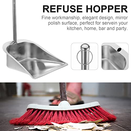 PATKAW Kitchen Decor Home & Kitchen Dustpan with Handle 1 Pc 79x27cm Metal Upright Dustpan Heavy Duty Handled Cleaning Supplies Stainless Steel Dustpan for Office Home Kitchen Mop