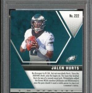 2020 Panini Mosaic #222 Jalen Hurts RC On Card Green PSA/DNA Auto GEM MINT 10 - Football Slabbed Autographed Rookie Cards