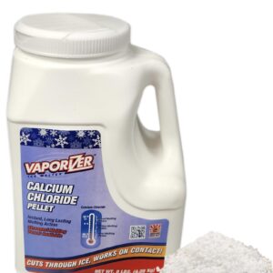 Vaporizer 90% Pure Calcium Chloride Snow & Ice Melt Pellets | Effective at -25° | 9 lb Jug | Concrete Safe Ice Melt | Easy Spreader