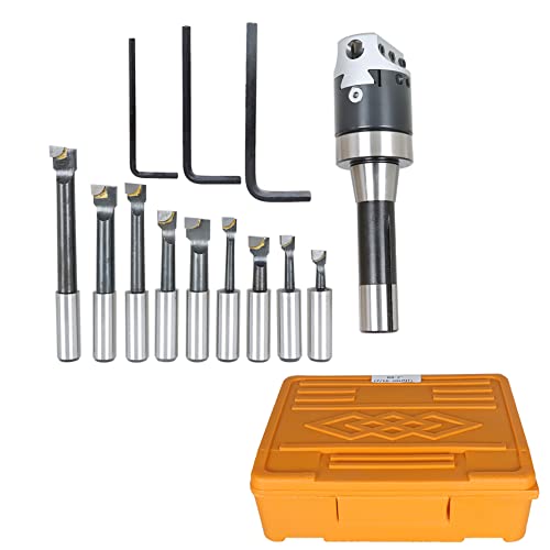 LiGuVCY 9 Piece 1/2 Inch Hard Alloy Boring Bar Set R8 Handle 2 Inch Boring Head 3 Piece Hexagonal Wrench for Boring Boring Excircle Boring End Face Etc