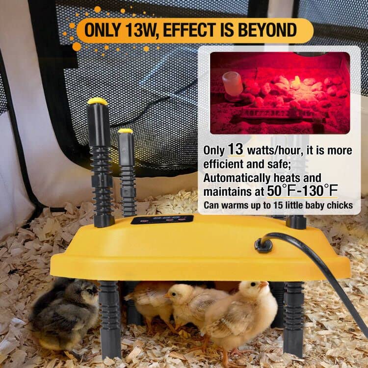Shaledig Chick Brooder Heating Plate, 10"x10" Chicken Brooder Heater with Temperature Display, Adjustable Height for Baby Chick Duckling, 13W Brooder Plate for Up to 15 Chicks, Safe & Like Mother Hen