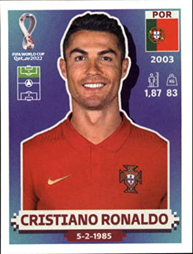 2022 Panini World Cup Qatar Sticker #POR18 Cristiano Ronaldo Group H Portugal Mini Sticker Trading Card