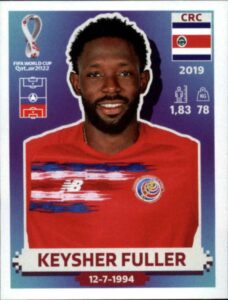 2022 panini world cup qatar sticker #crc8 keysher fuller group e costa rica mini sticker trading card