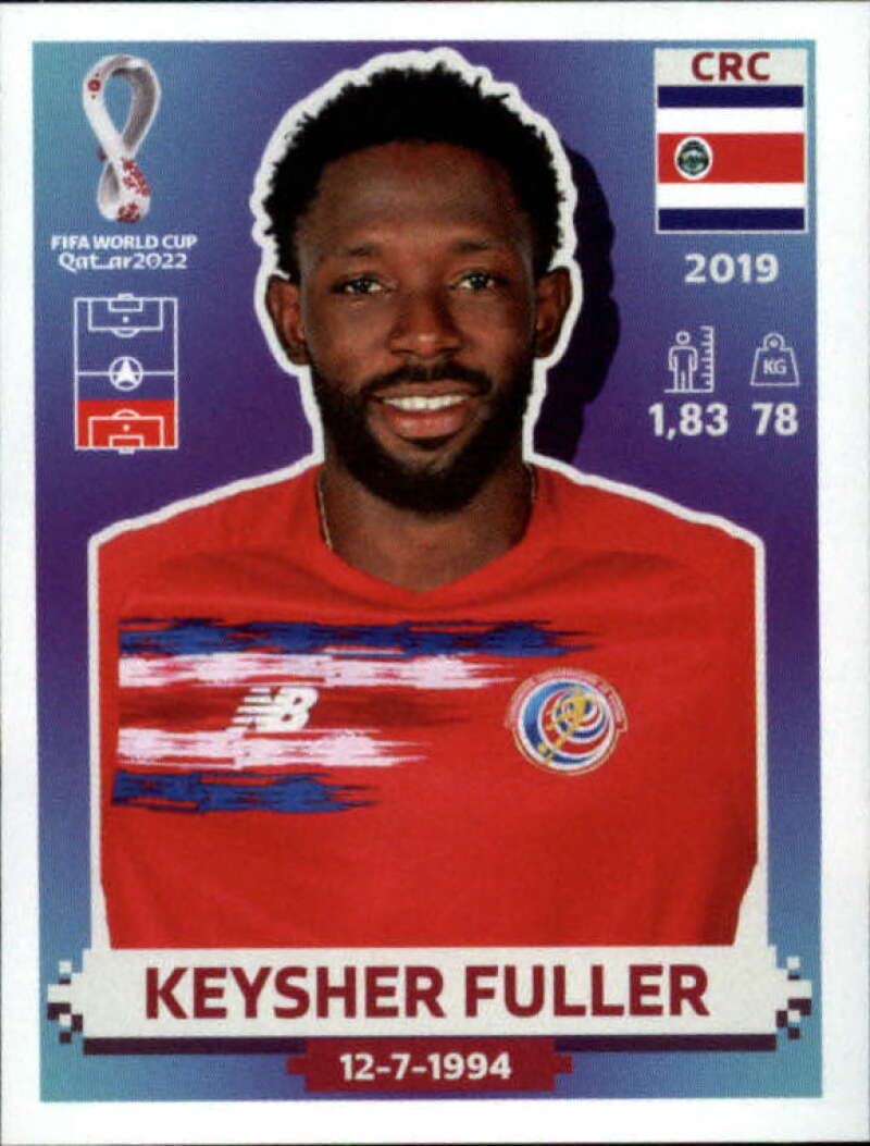 2022 Panini World Cup Qatar Sticker #CRC8 Keysher Fuller Group E Costa Rica Mini Sticker Trading Card