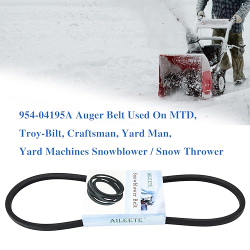 AILEETE 954-04195A Auger Belt 1/2" x 37" for MTD Cub Cadet Troy-Bilt Craftsman Yard Man Yard Machines Snowblower Snow Thrower, Replaces 754-04195 754-04195A 954-04195