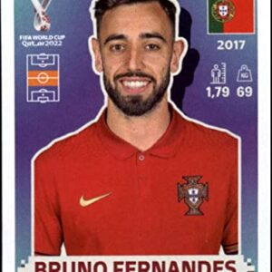 2022 Panini World Cup Qatar Sticker #POR12 Bruno Fernandes Group H Portugal Mini Sticker Trading Card