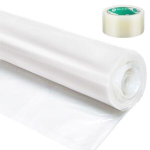10 x 26 ft greenhouse film & repair tape, 6 mil clear greenhouse cover, uv resistant covering plastic sheeting hoop anti-drip house plastic polyethylene cover
