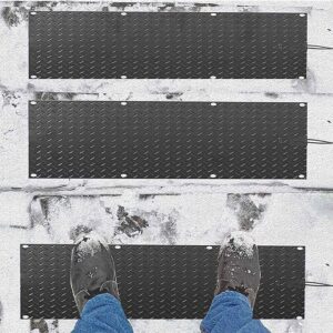 residential heated snow melting heated stair mat, pvc heated snow and ice melting mat with power cord, slip stair heating outdoor mats 2 in/h melting speed for winter snow removal (25.4x38.1cm)