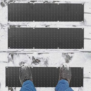 Residential Heated Snow Melting Heated Stair Mat, PVC Heated Snow and Ice Melting Mat with Power Cord, Slip Stair Heating Outdoor Mats 2 in/h Melting Speed for Winter Snow Removal (25.4x38.1cm)