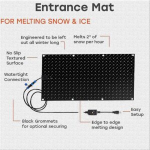 Residential Heated Snow Melting Heated Stair Mat, PVC Heated Snow and Ice Melting Mat with Power Cord, Slip Stair Heating Outdoor Mats 2 in/h Melting Speed for Winter Snow Removal (25.4x38.1cm)