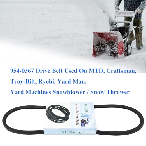 AILEETE 954-0367 Drive Belt 3/8" x 34-1/2" for MTD Craftsman Cub Cadet Troy-Bilt Ryobi Yard Man Snowblower Snow Thrower, Replaces 754-0367