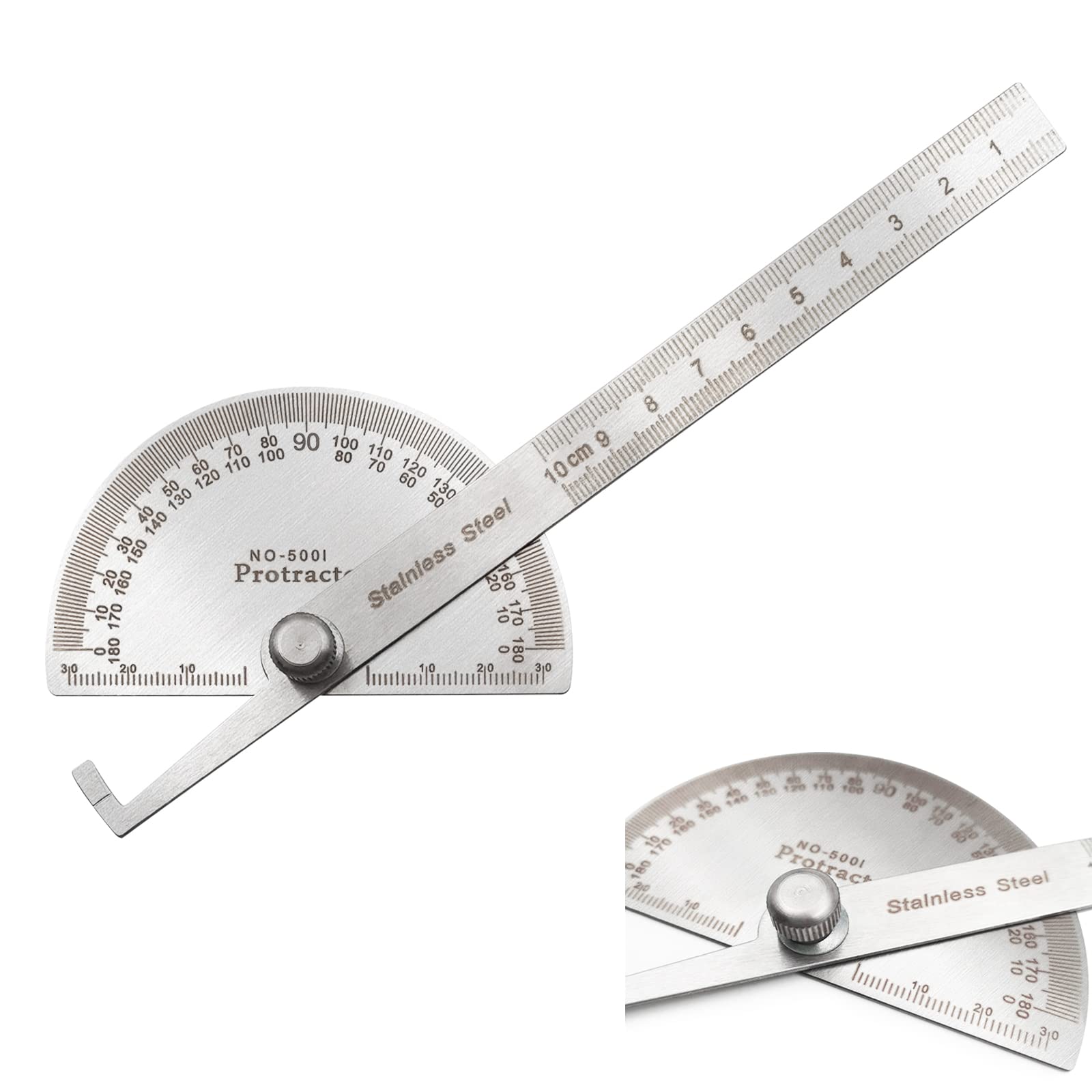 LYFJXX Angle Protractor,Stainless Steel Angle Ruler Finder 0-180 Degrees,10 cm Woodworking Ruler, Angle Measure Tool, Angle Finder Ruler, Craftsman Angle Measure Tool