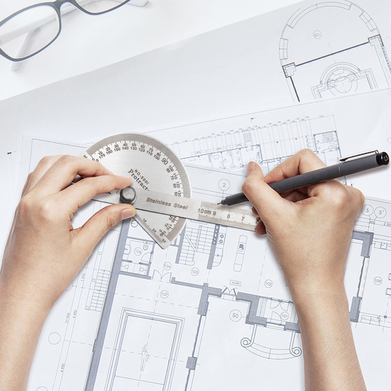 LYFJXX Angle Protractor,Stainless Steel Angle Ruler Finder 0-180 Degrees,10 cm Woodworking Ruler, Angle Measure Tool, Angle Finder Ruler, Craftsman Angle Measure Tool