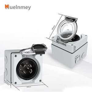 Muelnmey 30Amp Power Inlet Box,NEMA L14-30P 125/250Volt 7500W Inlet Generator Plug Outdoor dustproof and Weatherproof For Electric Vehicles, generators, Welding Machines, etc.ETL Listed