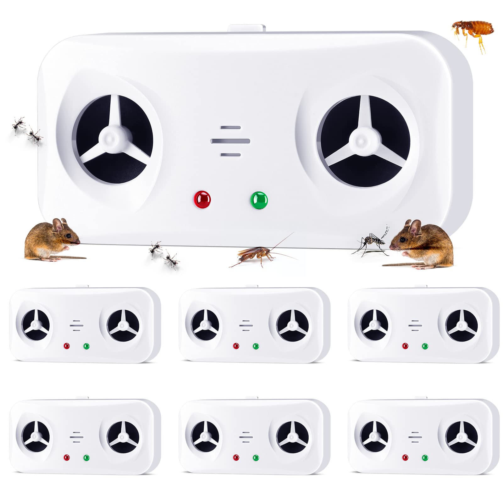 6 Pack Ultrasonic Pest Repeller Indoor Pest Control ​Ultrasonic Plug in Mouse Repellent, Ant Rodent Repeller, Electronic Mice Repellent for Home, Office, Warehouse, Hotel, Kitchen, Patio