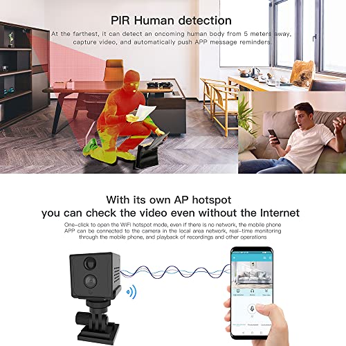 Spy Camera Hidden WiFi Mini 4K Wireless Indoor IP Cam Secret Nanny Security Surveillance for Baby Pet with Phone App AI Human Detection Alarm Push Cloud/64GB Night Vision 100 Day Standby Battery Life