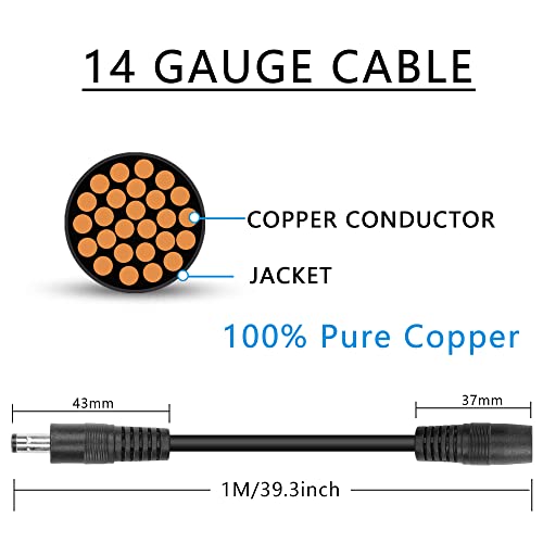 PNGKNYOCN DC 5.5x2.1mm to DC 8mm Extension Cable,14AWG DC 5.5x2.1mm Male to DC 8mm Female Adapter Cable for Portable Power Station Solar Generator and Solar Panel(1M/3FT)