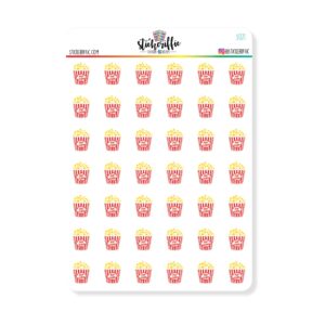 popcorn movie night vinyl planner stickers - s071