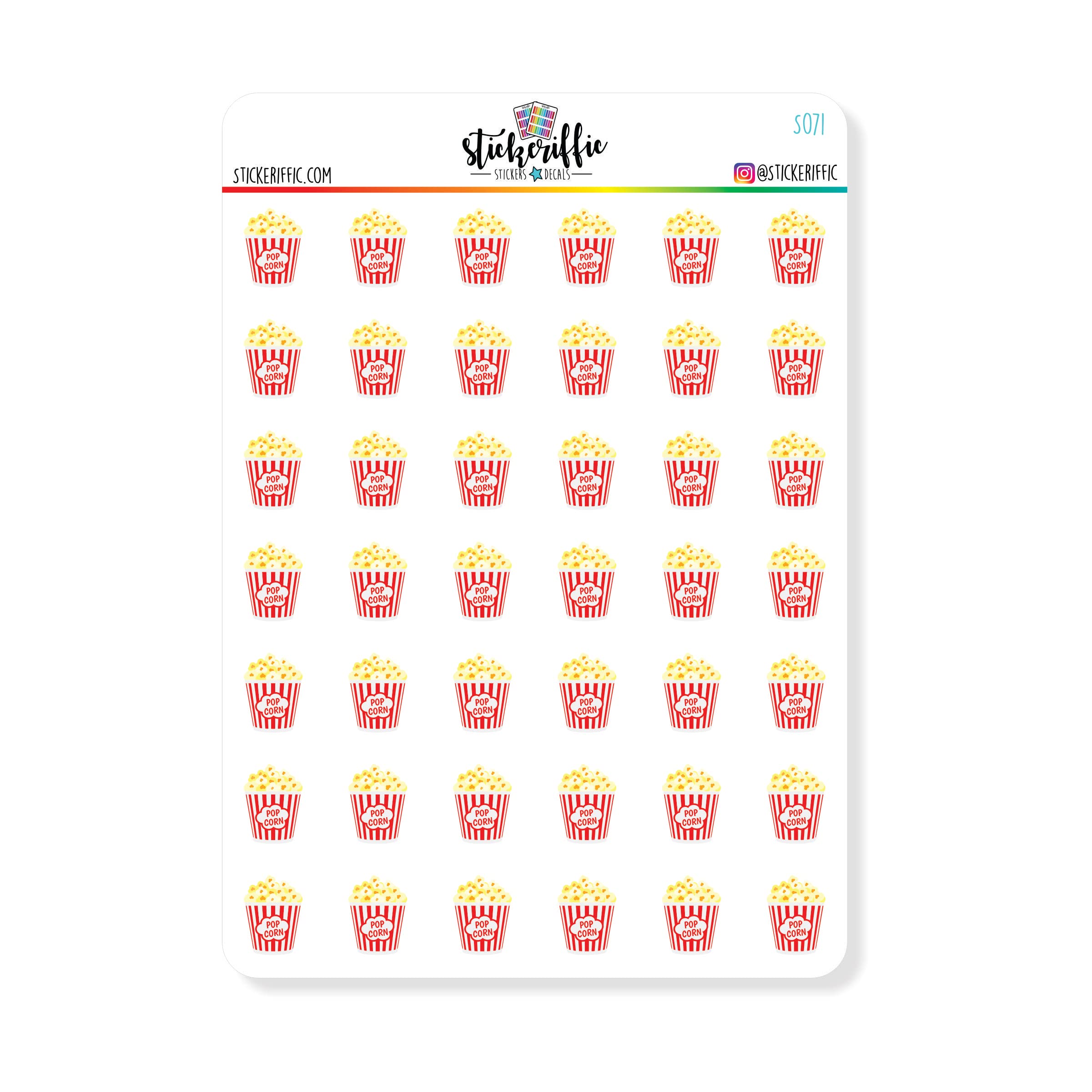 Popcorn Movie Night Vinyl Planner Stickers - S071