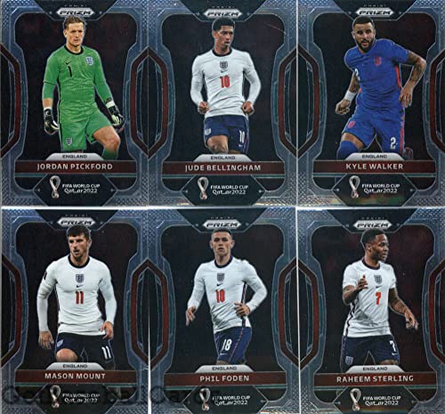 2022 Panini Prizm World Cup Qatar England Team Set of 11 Cards: Bukayo Saka(#84), Declan Rice(#85), Harry Kane(#86), Jack Grealish(#87), John Stones(#88), Jordan Pickford(#89), Jude Bellingham(#90), Kyle Walker(#91), Mason Mount(#92), Phil Foden(#93), Rah