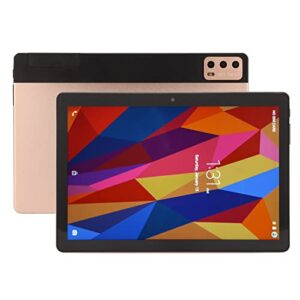 zerodis portable tablet, 8gb ram 256gb rom 100 to 240v golden 5mp 13mp 10.1in tablet for reading (us plug)