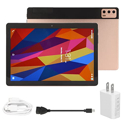Zerodis Portable Tablet, 8GB RAM 256GB ROM 100 to 240V Golden 5MP 13MP 10.1in Tablet for Reading (US Plug)