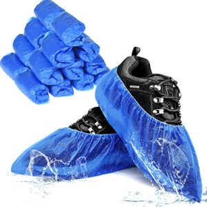 200pcs/100pairs waterproof shoe covers disposable non slip, disposable shoe covers for indoors, premium shoes protectors boot covers, cpe plastic shoe booties for shoes covers, fit all men&women dhooz