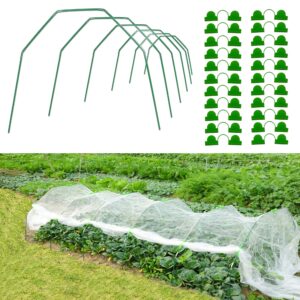30pcs greenhouse frame kit fits 3/4/5ft or wider garden hoops raised bed row cover netting diy fiberglass support stakes up to 6 sets of 7ft long for plant vegetable winter frost protection wingshop