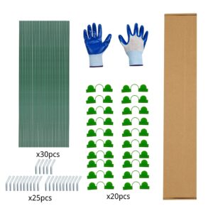 30pcs Greenhouse Frame Kit Fits 3/4/5ft Or Wider Garden Hoops Raised Bed Row Cover Netting DIY Fiberglass Support Stakes Up to 6 Sets of 7ft Long for Plant Vegetable Winter Frost Protection WingShop