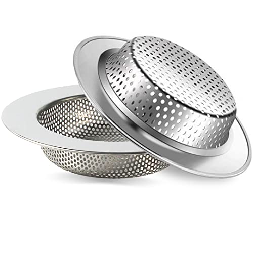 2 Pcs Kitchen Sink Strainer, Stainless Steel Large Wide Rim 4.5 Inch Diameter Sink Drain Strainer, Metal Fine Mesh Kitchen Sink Stopper, Anti Clogging Perfect for Kitchen Sinks Drains Thicken Edge