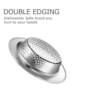 2 Pcs Kitchen Sink Strainer, Stainless Steel Large Wide Rim 4.5 Inch Diameter Sink Drain Strainer, Metal Fine Mesh Kitchen Sink Stopper, Anti Clogging Perfect for Kitchen Sinks Drains Thicken Edge