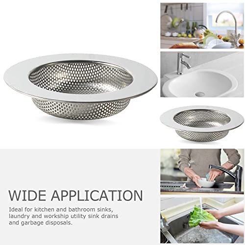 2 Pcs Kitchen Sink Strainer, Stainless Steel Large Wide Rim 4.5 Inch Diameter Sink Drain Strainer, Metal Fine Mesh Kitchen Sink Stopper, Anti Clogging Perfect for Kitchen Sinks Drains Thicken Edge