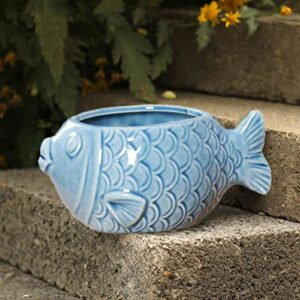 Yardwe Lovely Succulent Statue Sky Office Holder Desktop Planting Hole Home with Garden Bonsai Plants Ceramic Pots Pen Container Mini Cute Fish Flowerpot Table Indoor Herb for Shape