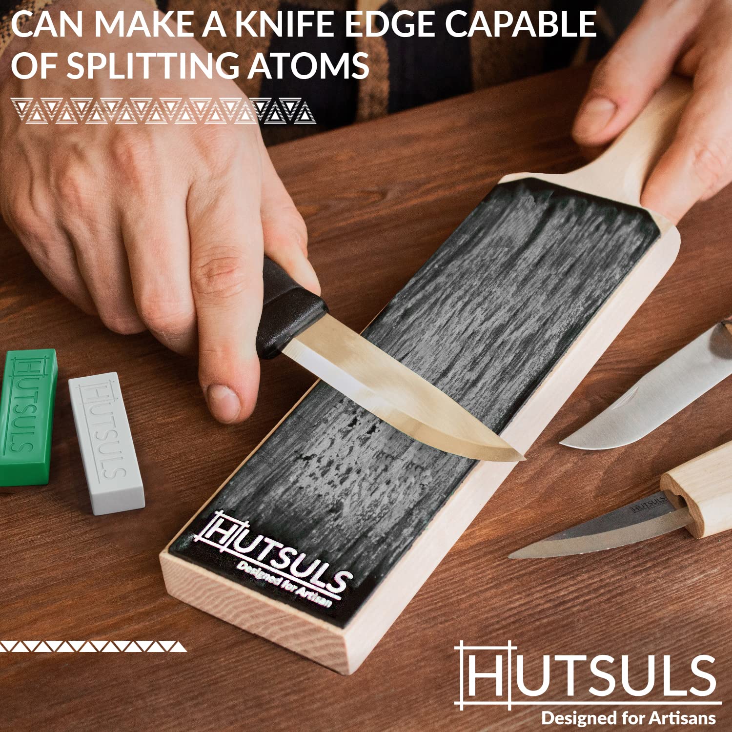 Hutsuls White & Green Strop Compound - Total 5 Oz Get Razor Sharp Edge with Green Honing Compound for Strop, Easy to Use Green & White Stropping Compound for Knives Guide, White Polishing Compound Bar