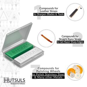 Hutsuls White & Green Strop Compound - Total 5 Oz Get Razor Sharp Edge with Green Honing Compound for Strop, Easy to Use Green & White Stropping Compound for Knives Guide, White Polishing Compound Bar