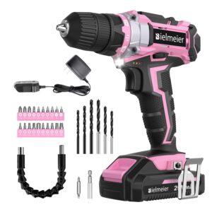 bielmeier 20v cordless lithium drill kit with 100 pcs combination drills set,3/8 inches keyless chuck, electric drill with 2-variable speed switch led ,complete home & garage diy tool…