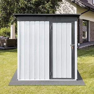 Lestar Outdoor Storage Shed, Garden Sheds, Storage House Galvanized Metal Shed with Shutter Vents for Backyard Patio Lawn (5 x 3 FT/White+Grey)