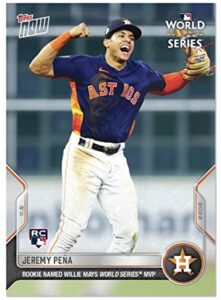 2022 topps now jeremy peña #1161- rookie named willie mays mlb world series mvp- rc baseball trading card- houston astros. shipped in protective screwdown holder.