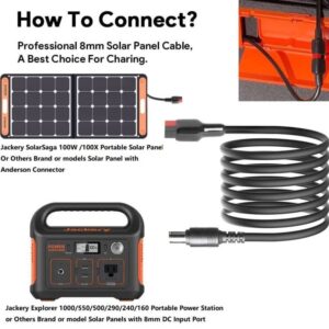 MJPOWER 20FT Jackery Solar Panel Extension Cable 14AWG Anderson Connector to DC 8mm Adapter,Connect Jackery SolarSaga 100W/100X Solar Panel to Explorer 1000/500/880/300/240/160 Portable Power Station